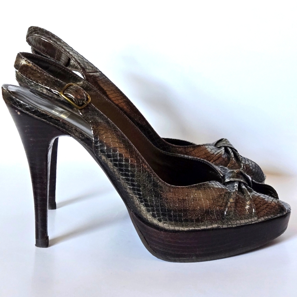 Stewart Weitzman Platform Python Embossed Leather… - image 1